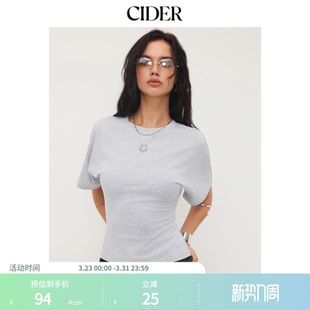 女装 圆领短袖 棉短款 年新款 T恤114619208 半袖 CIDER夏季
