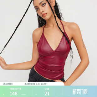 挂脖抽褶吊带上衣114180933 女装 CIDER2025夏季 新品