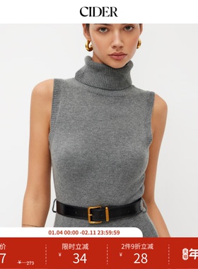CIDER秋冬新品女装针织高领气质迷你连衣裙114440149