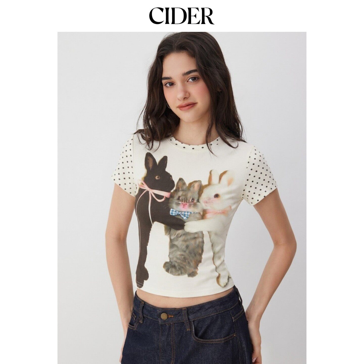 CIDER2026早秋季新品碎花印花短袖上衣115474353图片