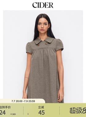 CIDER彼得潘娃娃领美式复古格子波点连衣裙114967589