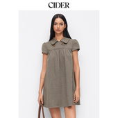CIDER彼得潘娃娃领美式 针织波点连衣裙114967589 复古格子短袖