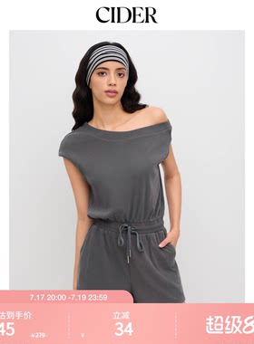 CIDER夏季新品女装不对称领口抽绳连体裤114399309