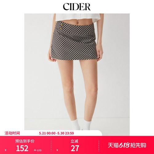 CIDER2026春季新品中腰格纹A字迷你半身裙115344852