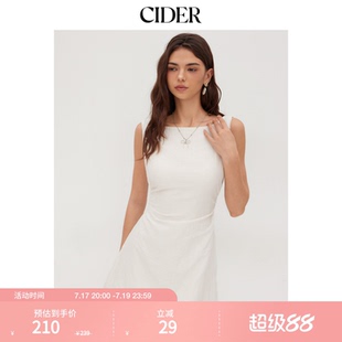 CIDER毕业季穿搭｜亚麻混纺纯色系带露背迷你连衣裙113263137