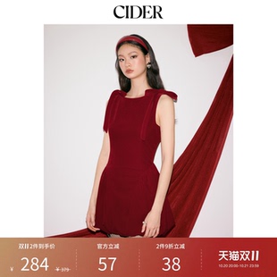 【明星同款】CIDER丝绒蝴蝶结泡泡连衣裙女装114792793