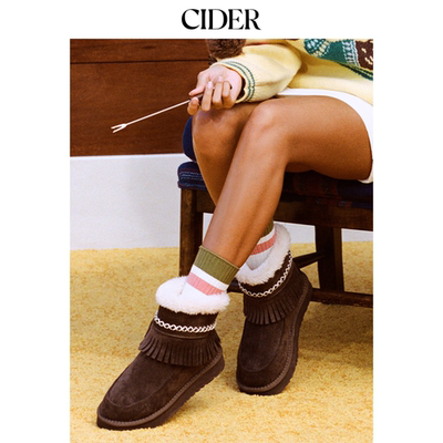 CIDER仿麂皮流苏毛绒短靴114900684