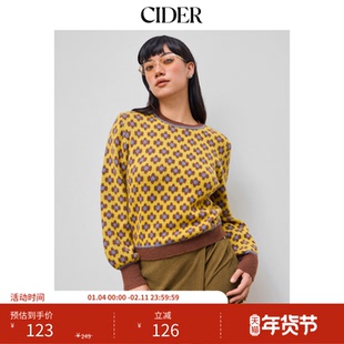 CIDER 2025秋冬新品女装针织圆领碎花毛衣114043558