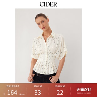 CIDER雪纺波点收腰蝙蝠袖衬衫115143011