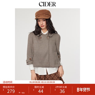 CIDER彼得潘翻领美式复古格纹外套七分袖短款宽松上衣114936817
