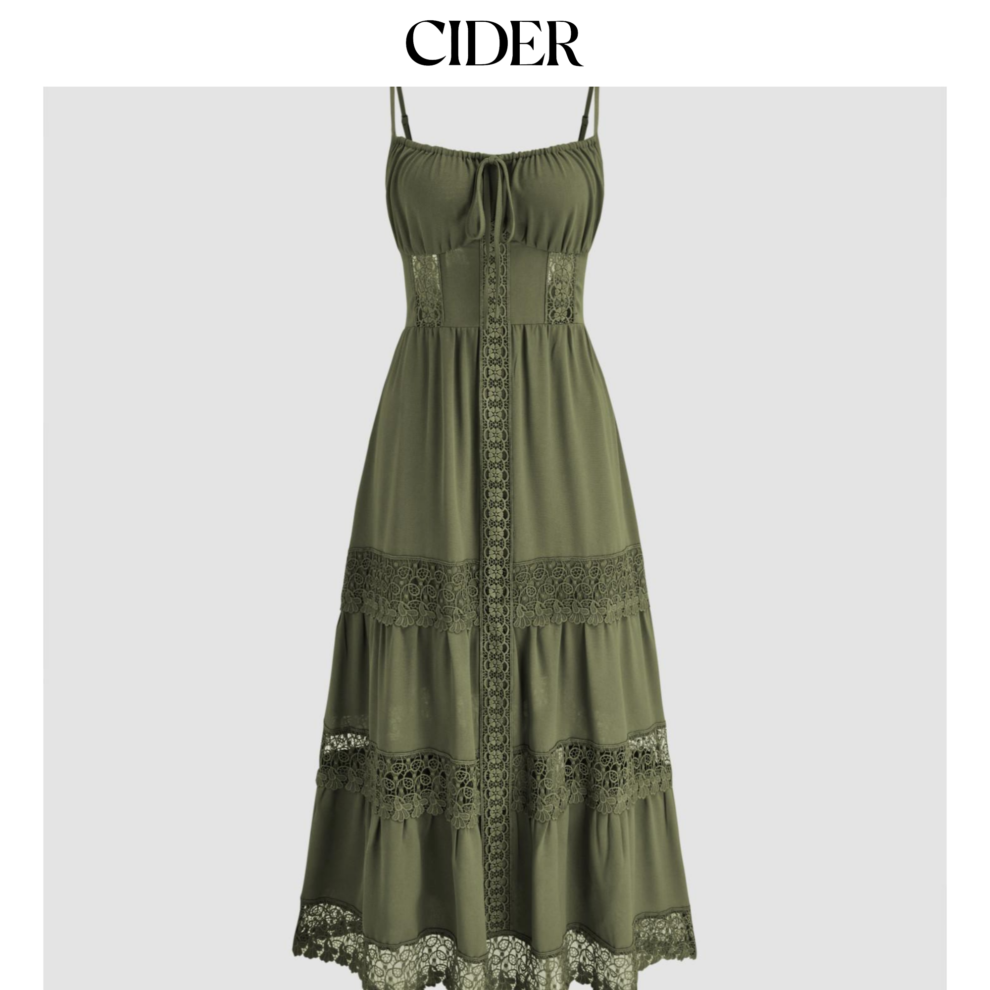 CIDER夏季新品女装蕾丝花边分层吊带长连衣裙106642879