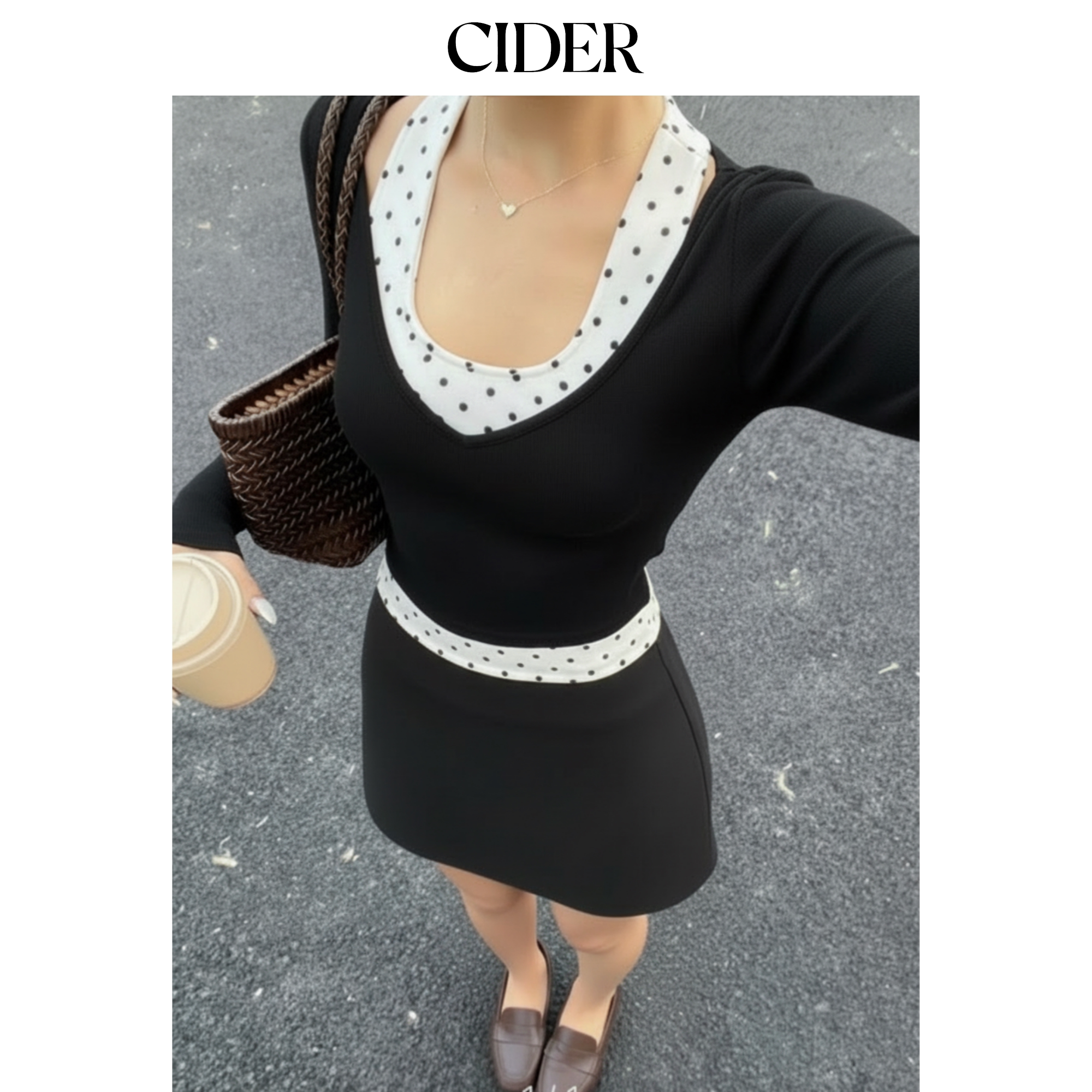 CIDER挂脖波点上衣&V领长袖上衣115183846图片
