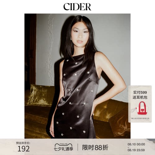 CIDER水钻碎花无袖拉链迷你连衣裙115006278