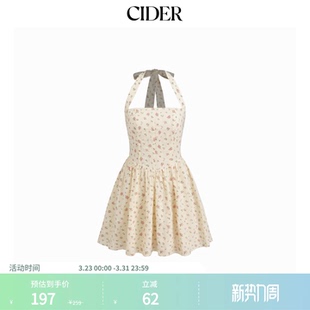 挂脖碎花荷叶边连衣裙女装 CIDER正品 114370583 明星同款