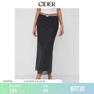 CIDER半身裙女新款 网纱中腰蝴蝶结波点半身裙114639987