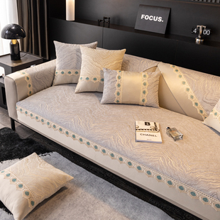 雪尼尔沙发垫子四季通用固定防滑皮坐垫套罩2025新款盖布靠背盖巾