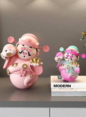 2025蛇年不倒翁财神爷摆件手办店铺前台收银台装饰吉祥物新年礼物