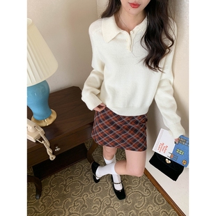 奥特莱斯品牌专柜 毛衣ZY2667 早春新款 软糯温柔风polo翻领针织衫