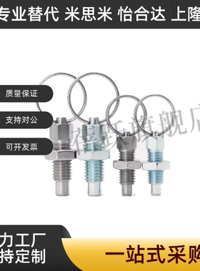 ZAC43/ZAC44/ZAC45-M6/8/10/12分度销 拉环型带锁紧螺帽旋转柱塞