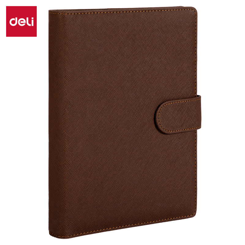 得力3151皮面记事本活页商务笔记本 办公用日记本子A6A5仿皮本