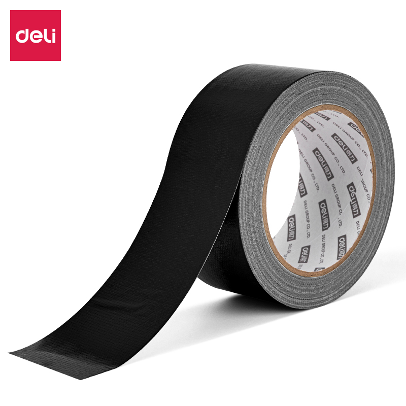 得力52003布基胶带48mm*20m*230μm黑1卷/热缩无痕装修胶布