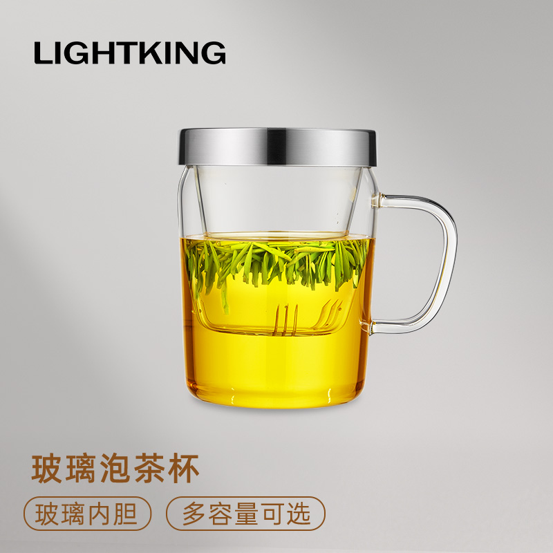 玻璃茶杯家用耐高温带过滤茶杯