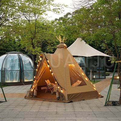 迷你尖顶木质北美风印第安纳帐篷tipi户外4人亲子露营帐篷酒店