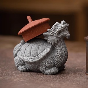 创意龙龟玄武青砂石乌龟茶宠摆件微景观盆景鱼缸造景工艺品装 饰品