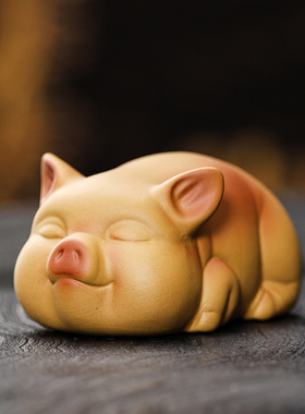 创意可爱小猪茶宠摆件紫砂茶桌装饰品茶具配件萌宠小号茶玩茶桌