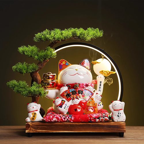 招财猫摆件店铺开业礼品创意收银台自动招手摇手陶瓷特大号发财猫