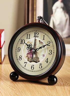 5DBJ复古小闹钟桌面台式钟表摆件座钟静音老人钟家用卧室时钟
