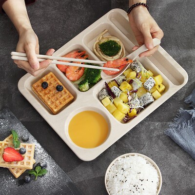 可微波加厚加大加深分格餐盘家用大人成人食堂快餐盘长方形盘套装