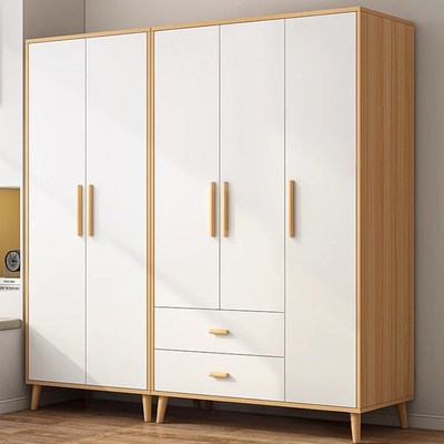 实木衣柜现代简约二门三门小衣橱卧室家用储物柜单位宿舍工程衣柜