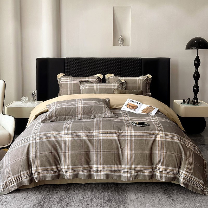 美式高端风100S磨毛四件套秋冬加厚简约数码印花被套床上用品