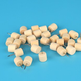 跨境180枚原木图钉工字钉软木板木制按钉圆柱形大头钉美工钉桶装