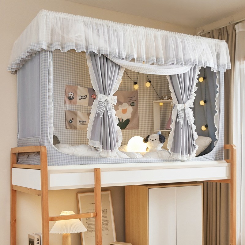 新款韩版公主风学生宿舍床帘蚊帐一体式床幔上铺寝室下铺通用遮光