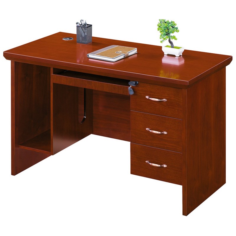 中式办公电脑桌油漆单人写字台经理办公桌学校单位办公台贴木皮