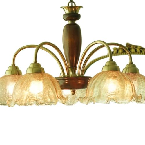 高端美式复古乡村玻璃实木餐厅灯客厅卧室法式轻奢餐桌书房吊灯.