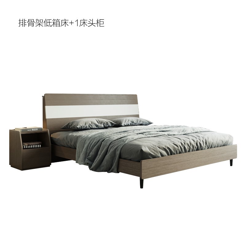 掌上明珠板式床双人床1.8米1.5M主卧单人床新中式床垫简约套装CX