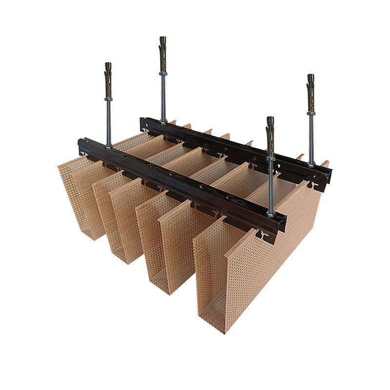 工艺弧形铝方通吊顶定制装饰木纹u型槽方通铝方通天花铝格栅方管