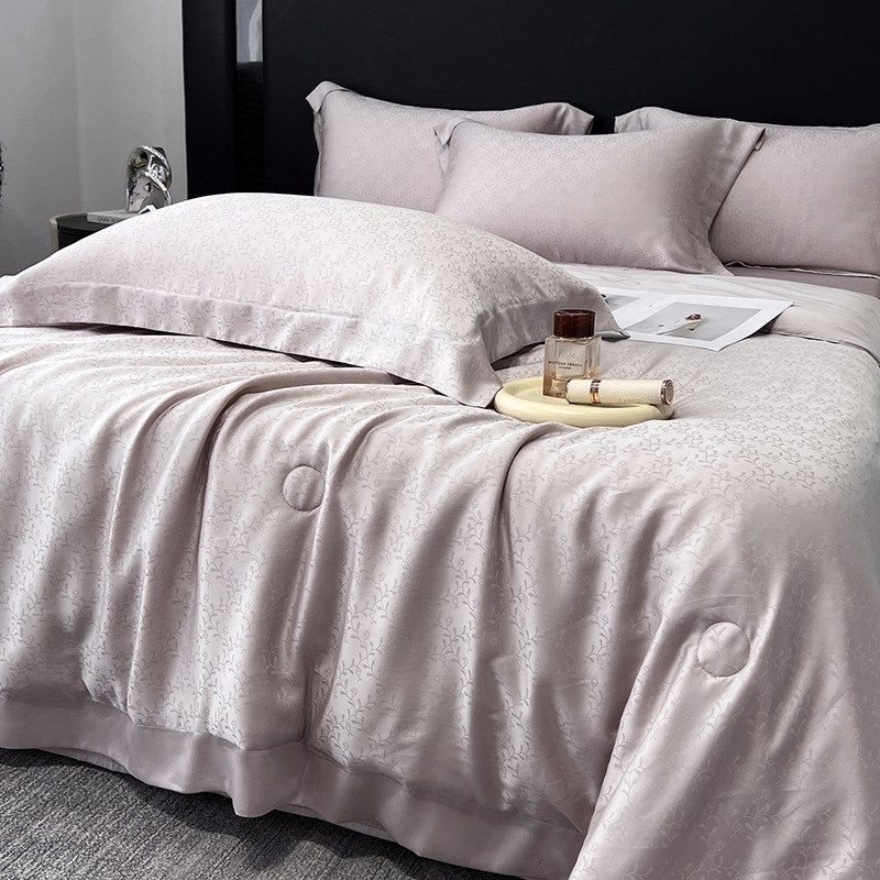 夏季提花天丝夏凉被四件套可机洗裸睡空调被冰丝凉感薄被子床单,床上用品,化纤被,淘宝优惠券,粉丝福利购,淘宝优惠卷