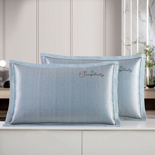 夏季冰丝枕头套双面夏天凉席枕芯套成人可水洗一对单人4874