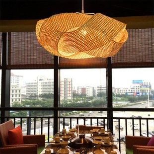 吊灯餐厅灯榻榻米灯 藤艺麻线竹编吊灯日式 冕宁县工程定制中式 风格
