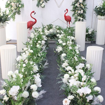 森系婚礼仿真花婚庆路引花排花挂花背景装饰户外草坪婚礼道具花艺