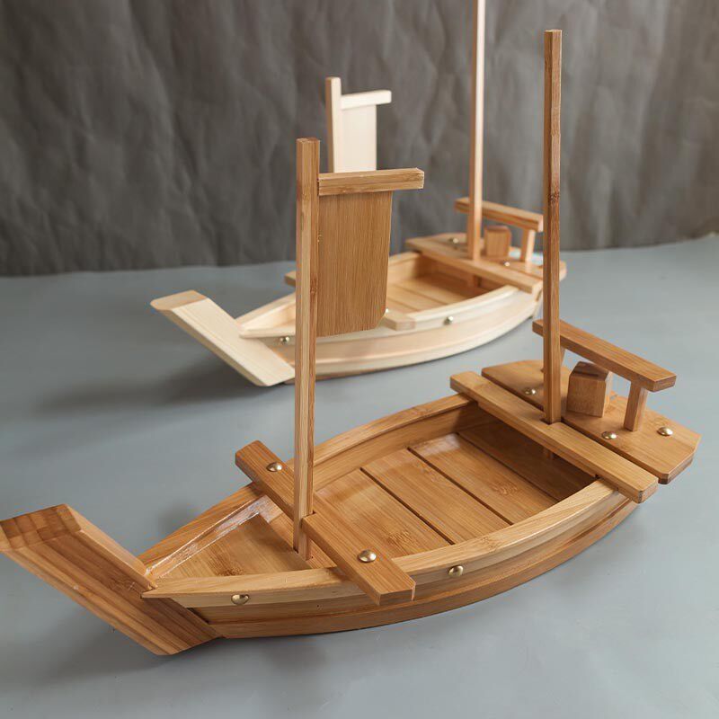 三本 木制龙船刺身船干冰船料理刺身拼盘日式料理精品寿司船