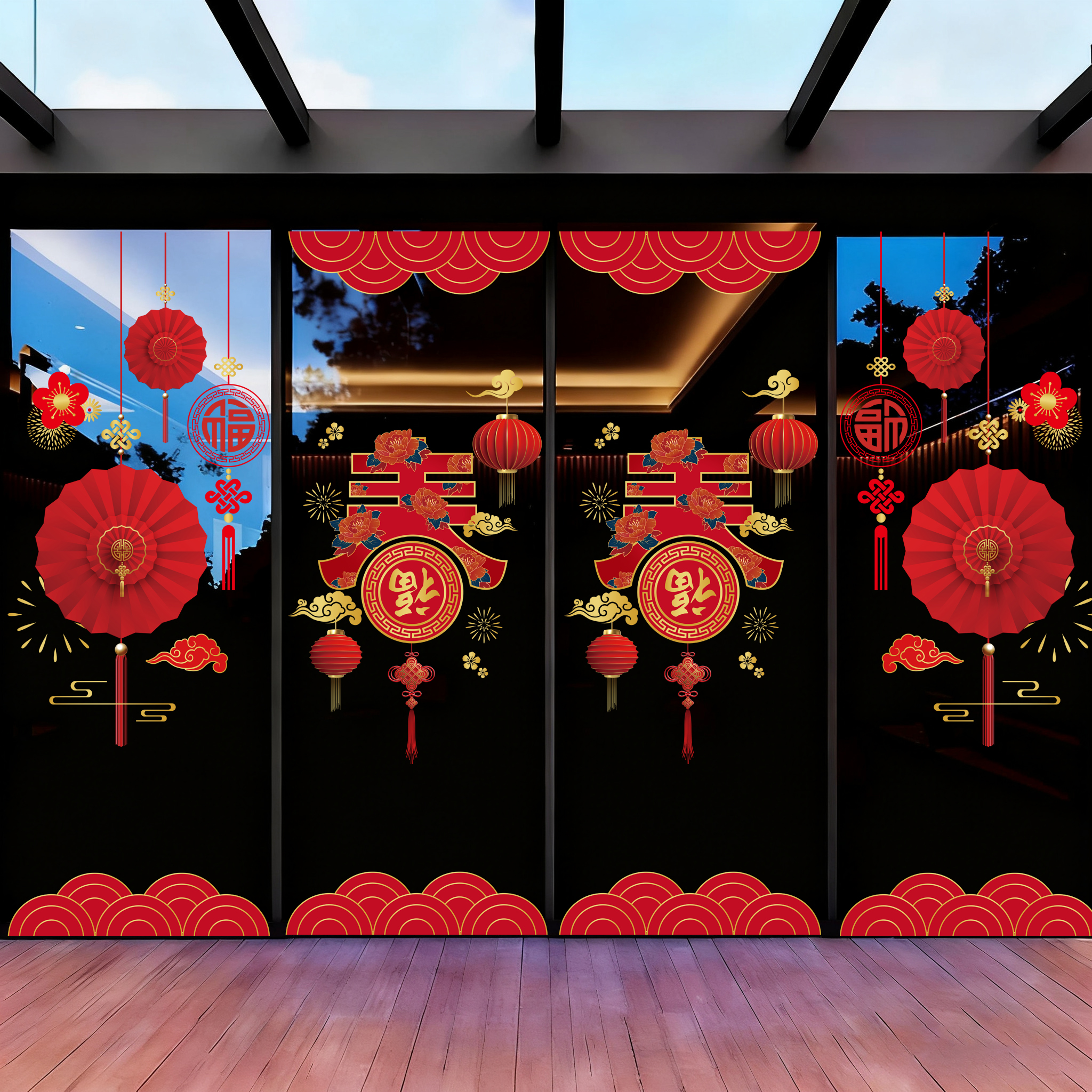 新款新年贴纸2026马年静电窗花