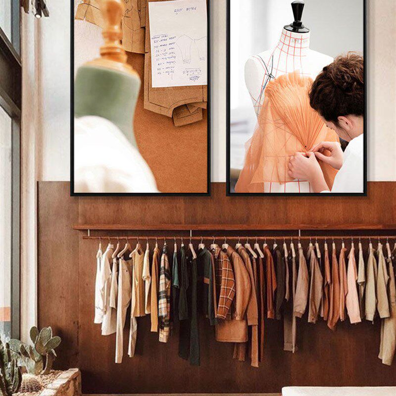 高级感服装设计店挂画试衣间女装工作室壁画卧室房间衣帽间装饰画