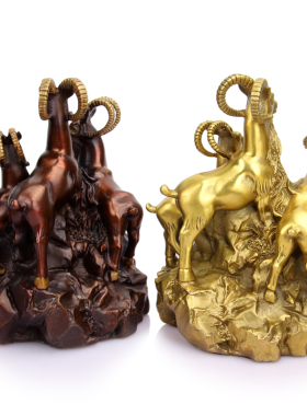 铜三羊开泰摆件 铜羊摆件 铜聚宝盆羊摆件 三阳开泰摆件 生肖羊