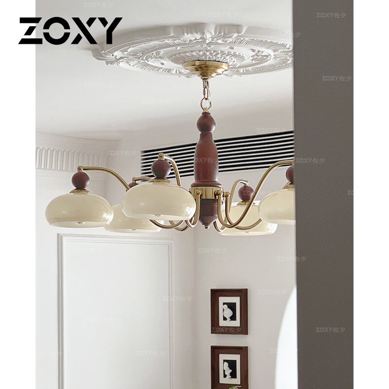 zoxy法式中古客厅吊灯大厅主灯田园风餐厅奶油柿子美式复古卧室灯