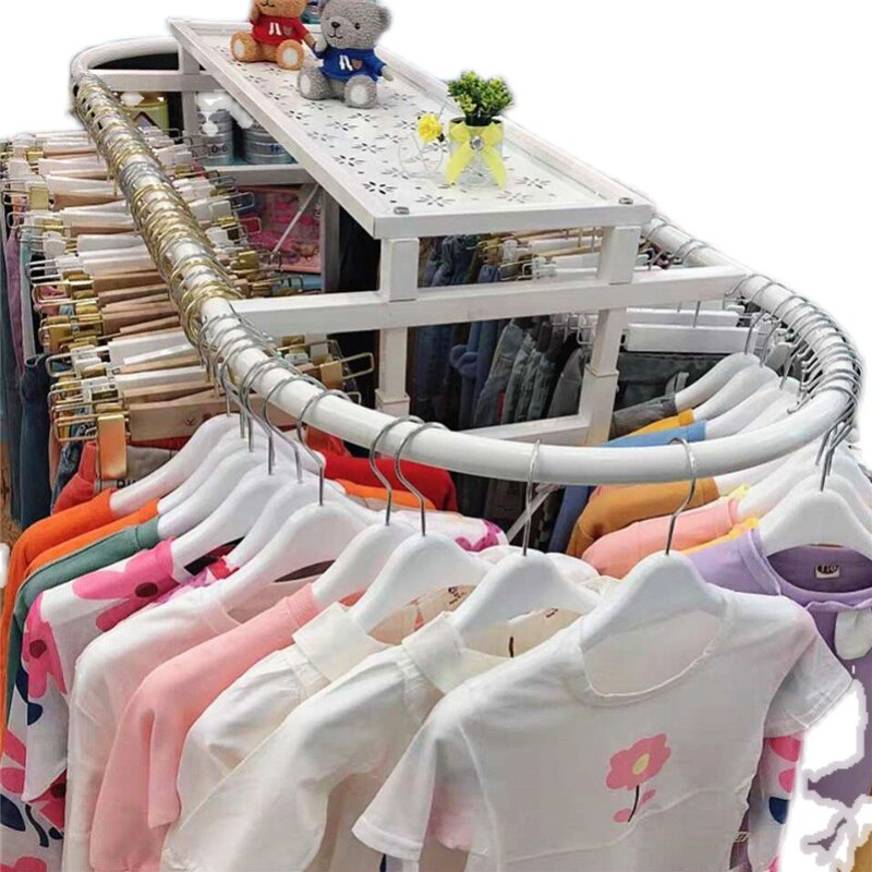 铁艺金色服装店展示架落地式童装店货架女装挂衣服架子圆形中岛架